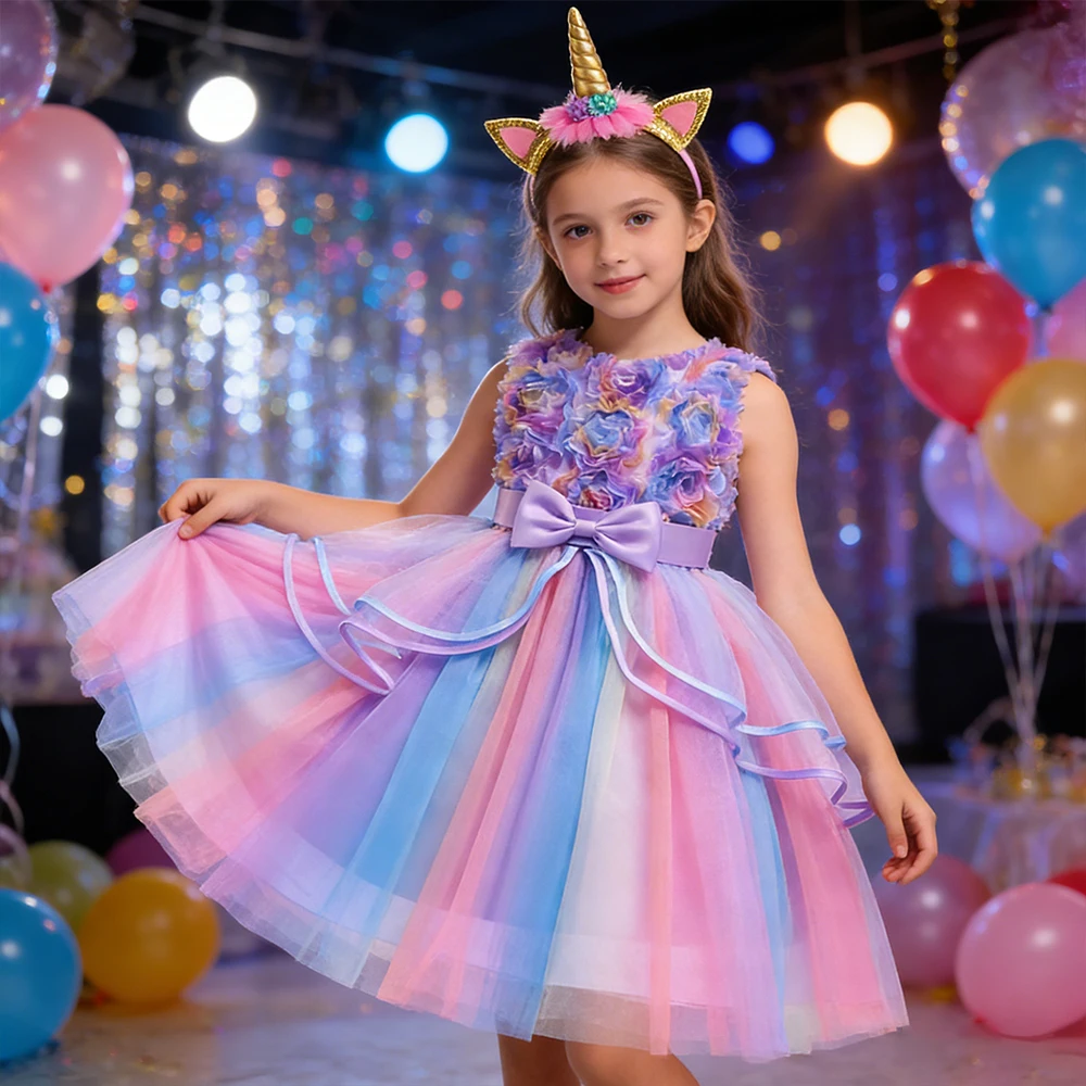 Baby Mädchen Kleidung Tutu Kleid Blumenmädchen Hochzeit Prinzessin Kleid Karneval Einhorn Cosplay Kostüme Bowknot Geburtstag Kleid Kleid