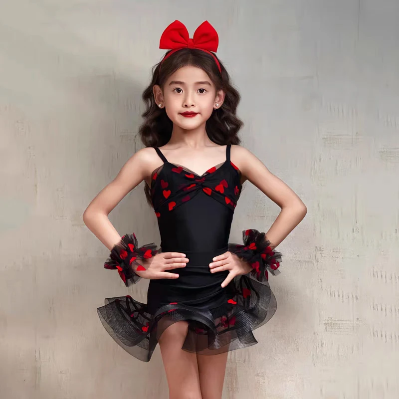 

2025 New Kids Chacha Latin Dance Dresses Girls Latin Dance Performance Dress Children'S Professional Dancing Wear SL12170