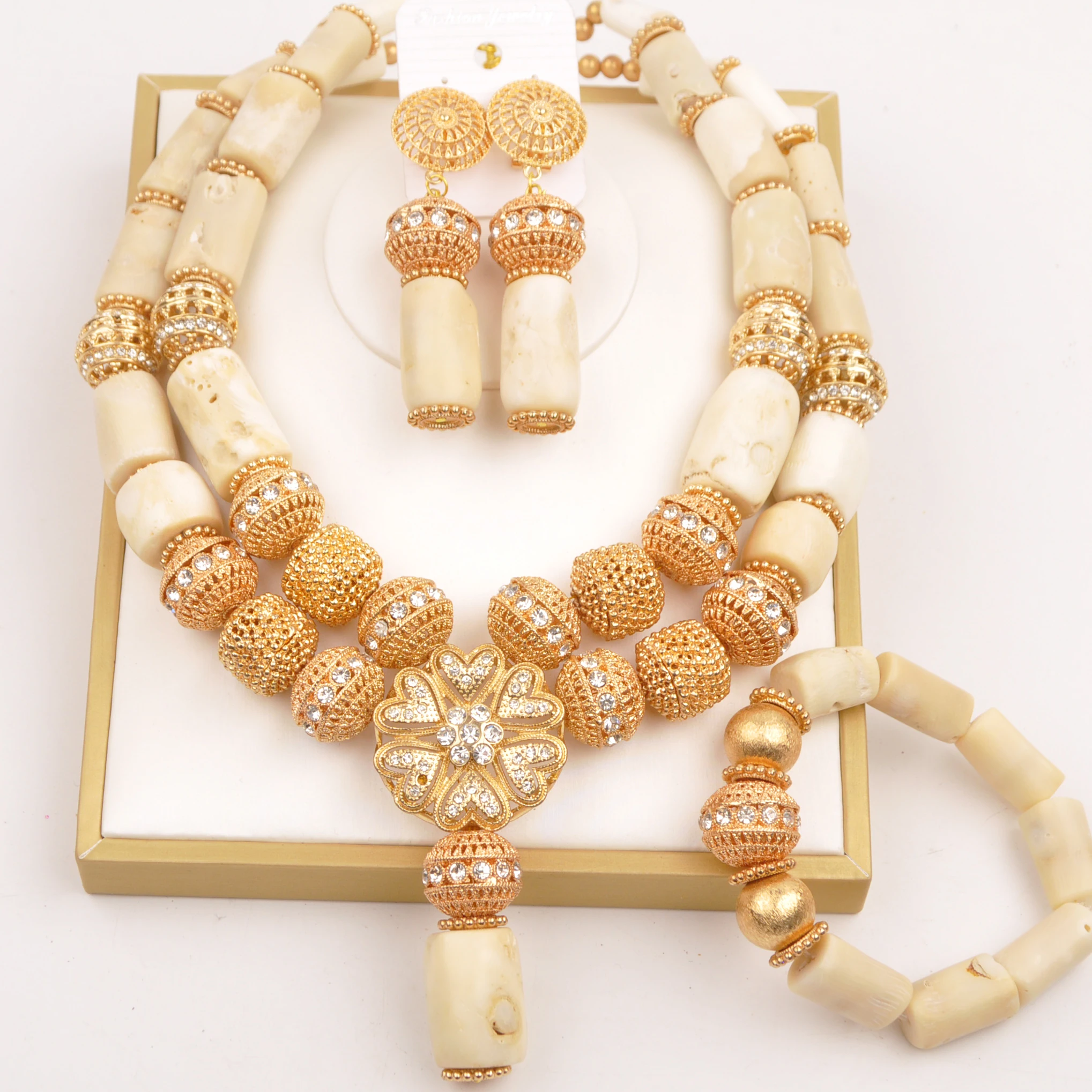 

Fashion White Original Coral Jewelry Set Nigerian Wedding African Beads Jewelry Sets