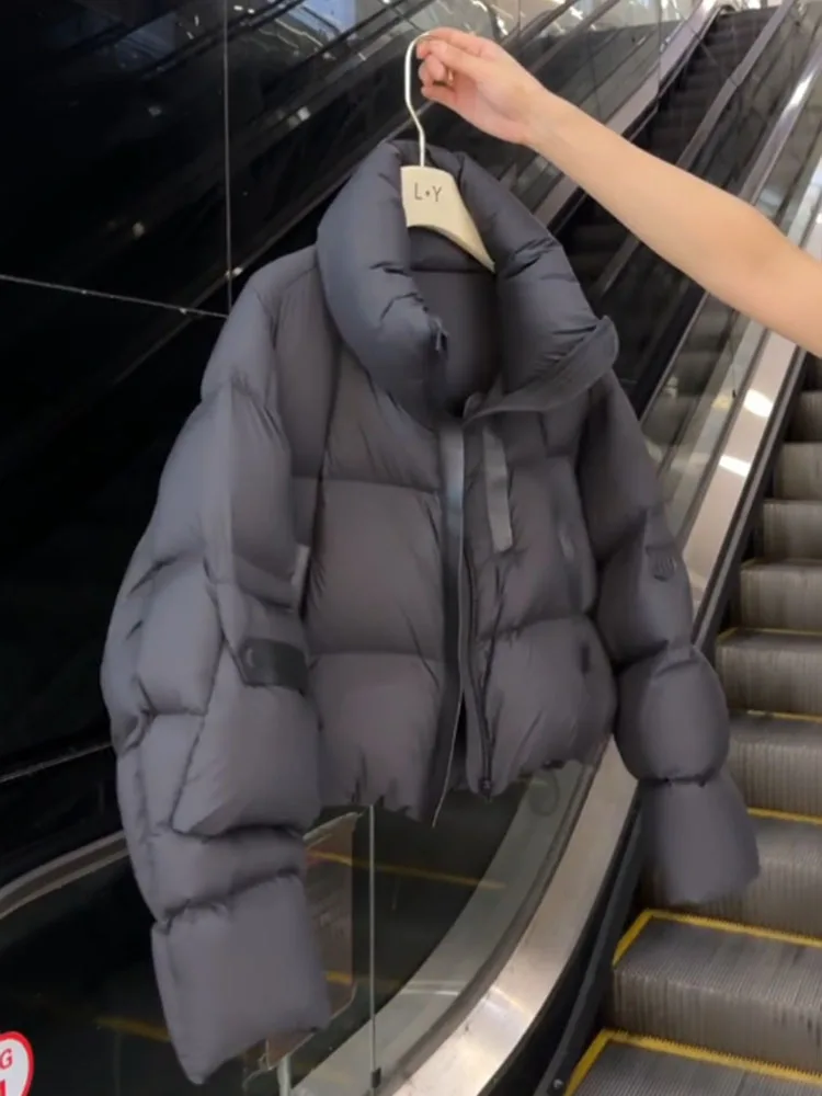 Coreano Sle Or Bla Feminino para baixo Jaet 2024 Inverno Faionable High-End Cact Tamanho Casacos Commute Sle Poliéster...