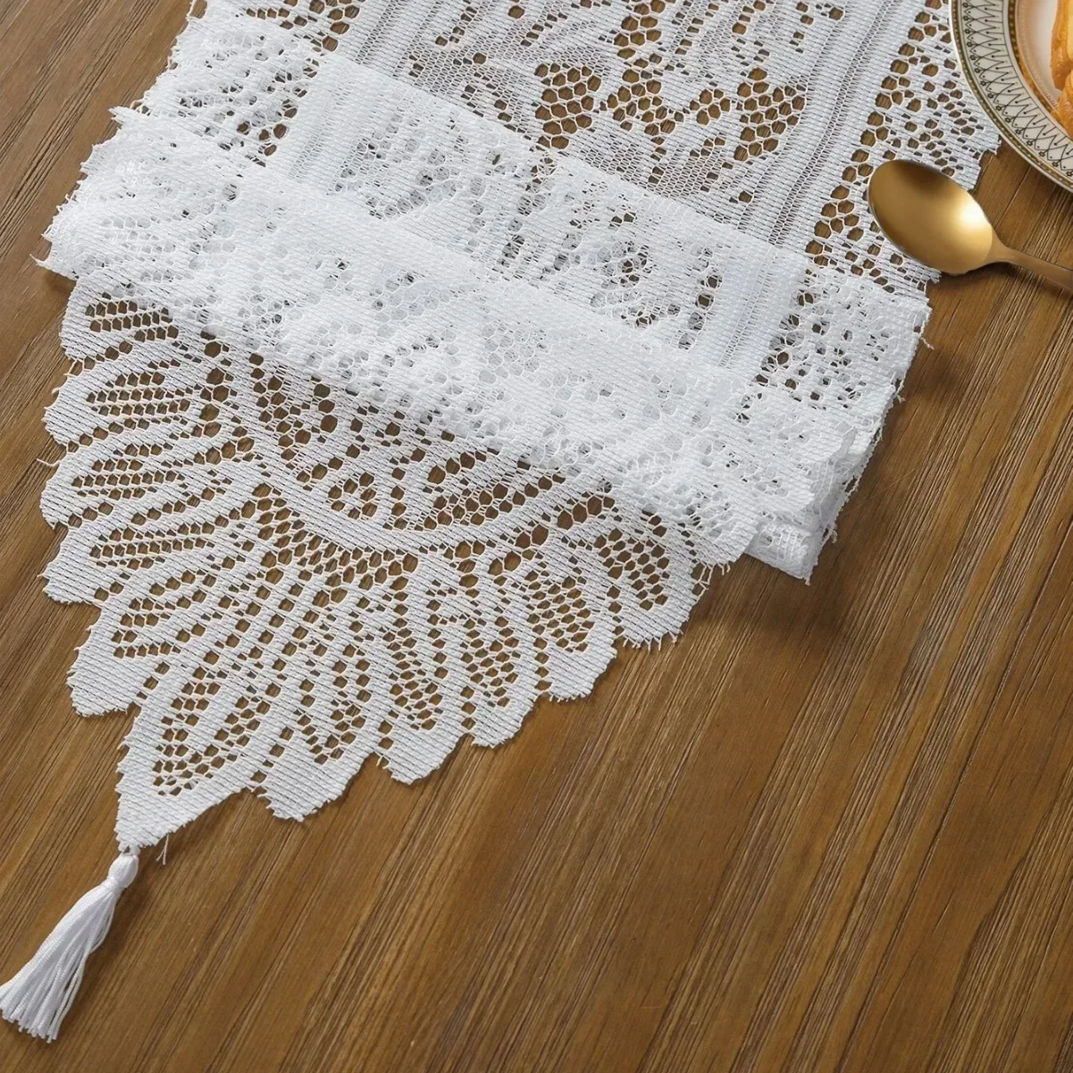 1PC Retro Polyester Fiber Lace Mesh Dining Mat Suitable For Home Decoration Such As Dining Tables, One Piece Set