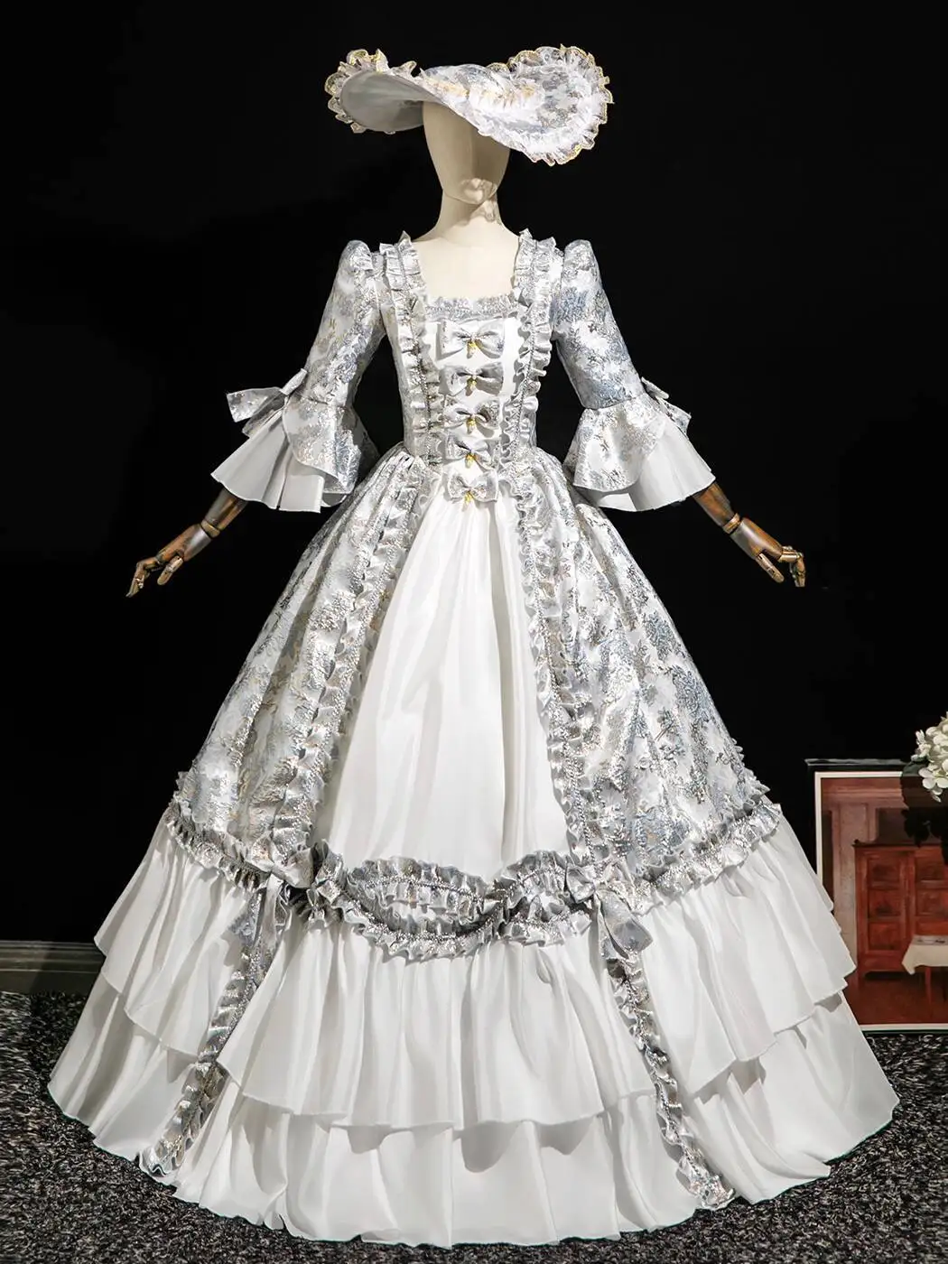 

New Jacquard Court Fiesta Carnival Halloween Cos Cosplay Oil Painting Dress Tea Break Dance Middle Ages Drama Queen Princess