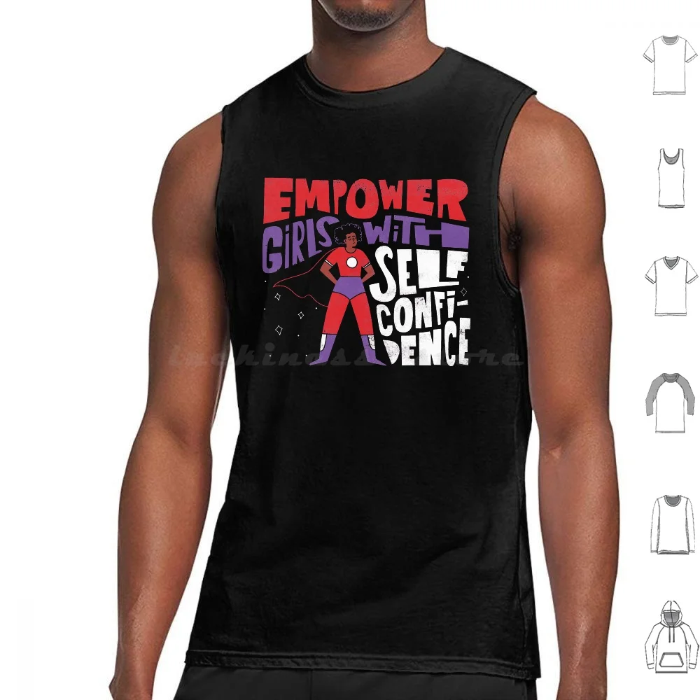 Empower Girls Tank Tops Vest Sleeveless Empowercreativity Feminism Girls Superhero Typography Type Lettering Bold Brave Strong