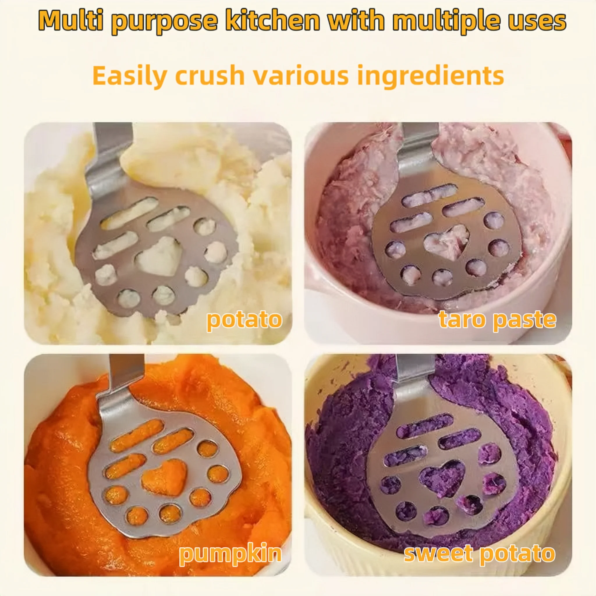 مكبس بطاطس من الفولاذ المقاوم للصدأ، أداة مساعدة أغذية الأطفال، آلة قطع الطعام، كسارة، مقبض خشبي، دافعة الثوم، أدوات المطبخ