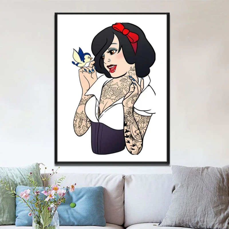 Disney Cartoon Princess Diamond Painting Cool Tattoo Girl Full Square / Round Diamond Embroidery Wall Art Home Decor