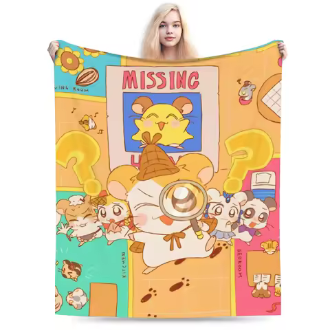 Cute Hamtaro Plush Blanket Kids Flannel Throw Blanket For Couch Chair Soft Design Quality Bedspread Gift Idea