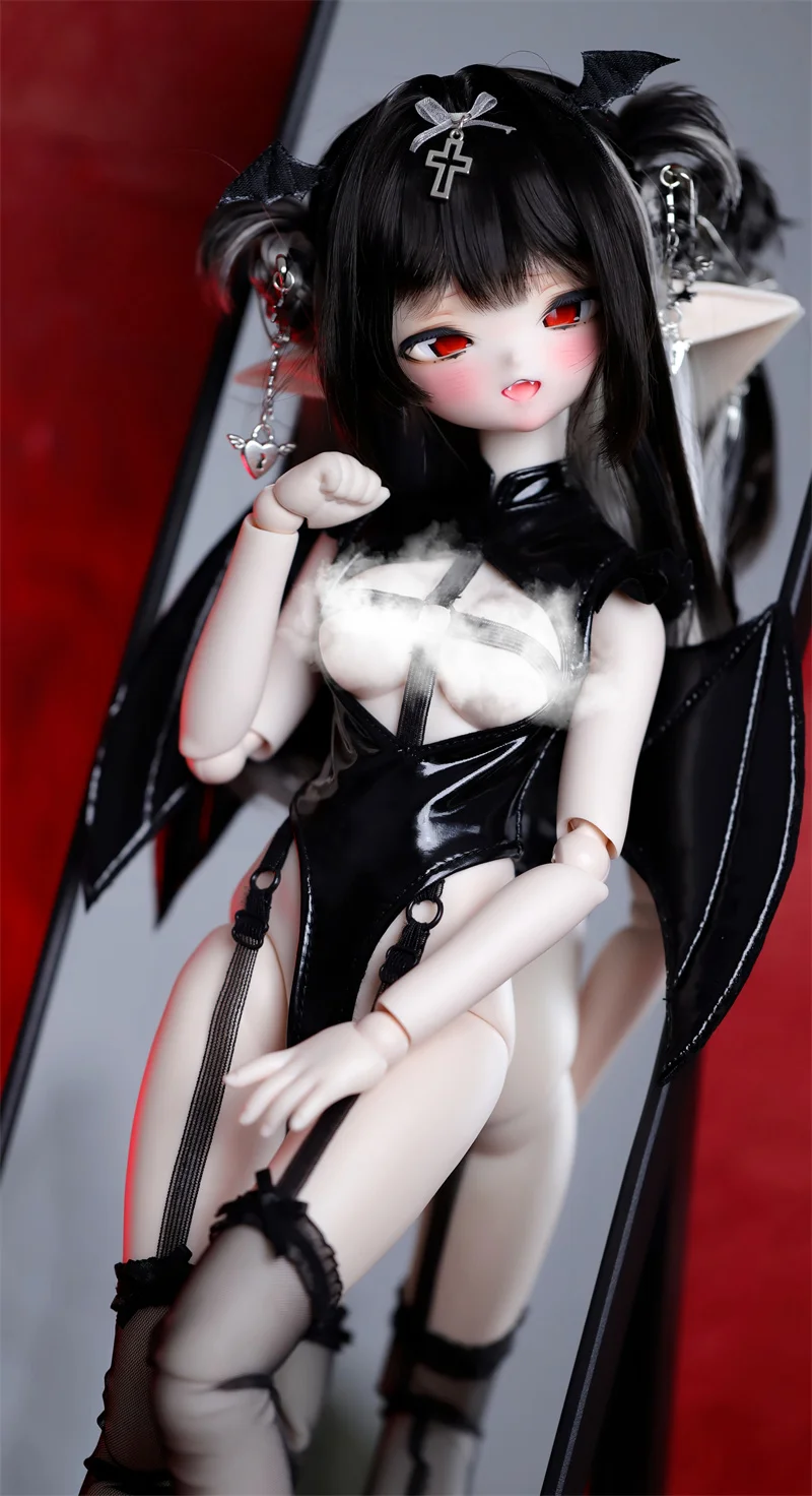 BJD Doll Clothes Set Toy Girls Elegant 1/4 MDD Little Devil Set Trainee Succubi Wing Black Onesie BJD Doll Accessories (no doll)