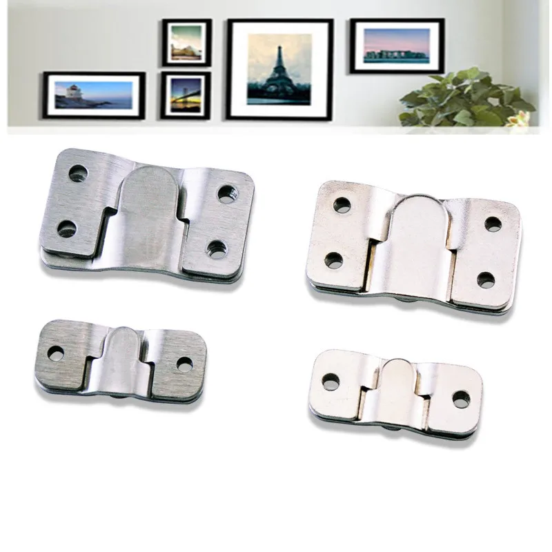 4pcs  Stainless Steel Art Gallery Painting Interlocking Hook Picture frame hook wall hanger Photo Frame Clip Furniture Hardware