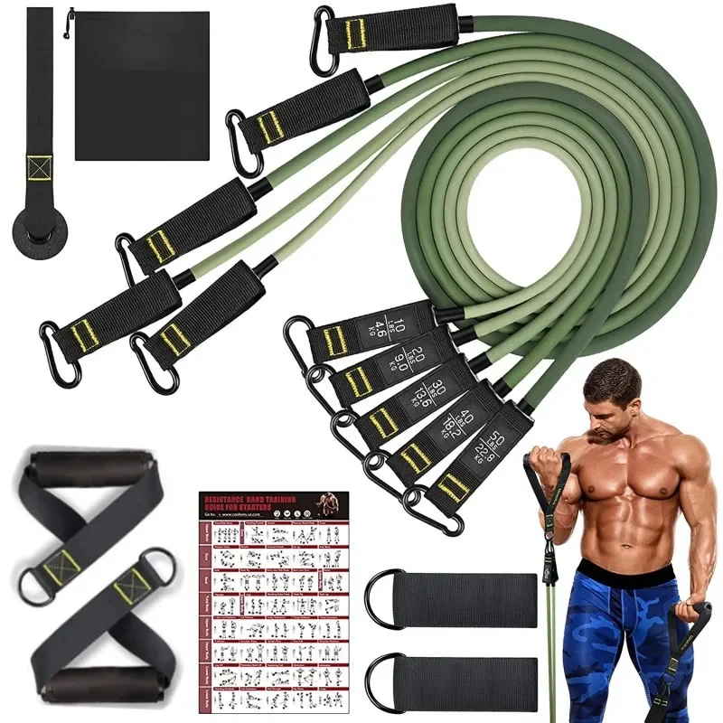 11Piece Multifunctional Resistance Bands Set Professional Fitness Elastic Rubber Workout Expander Portable  Gym Accessories Ab