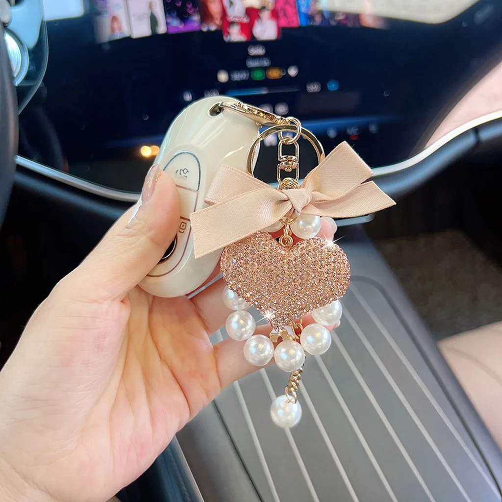 Heart Pendant Key Chain Delicate Bowknot Key Chain Korean Key Chain Korean For Purse Party Gift Crossbody Bag