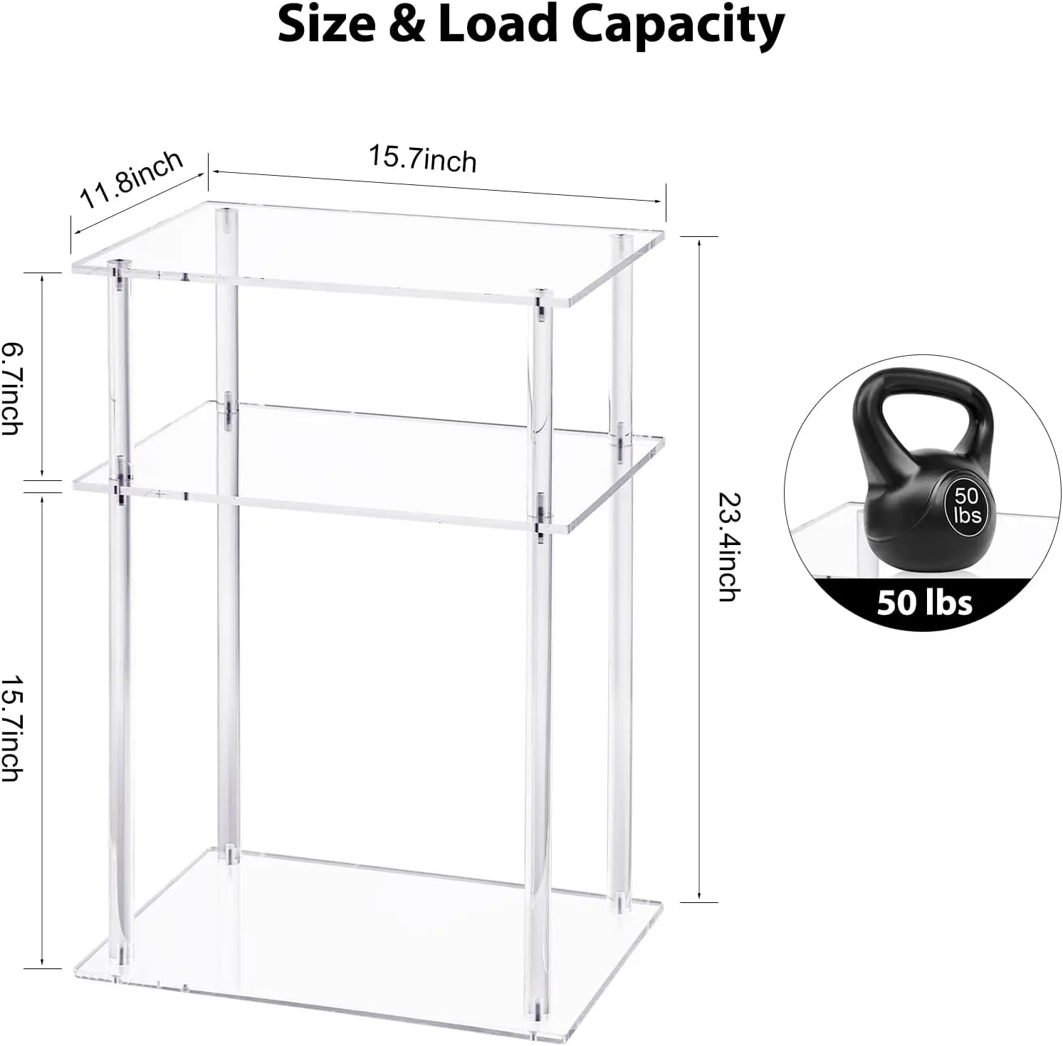 

Прозрачный акриловый торцевой столик, 3-х уровневый боковой столик/тумбочка, 15,7 дюйма Д X 11,8 дюйма Ш X 23,4 дюйма В