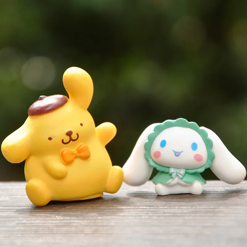 6pcs/set Anime Sanrio Figurine Cute Melody Kuromi Pochacco Cinnamoroll Doll Action Figure Model Desktop Ornaments Toys Gift