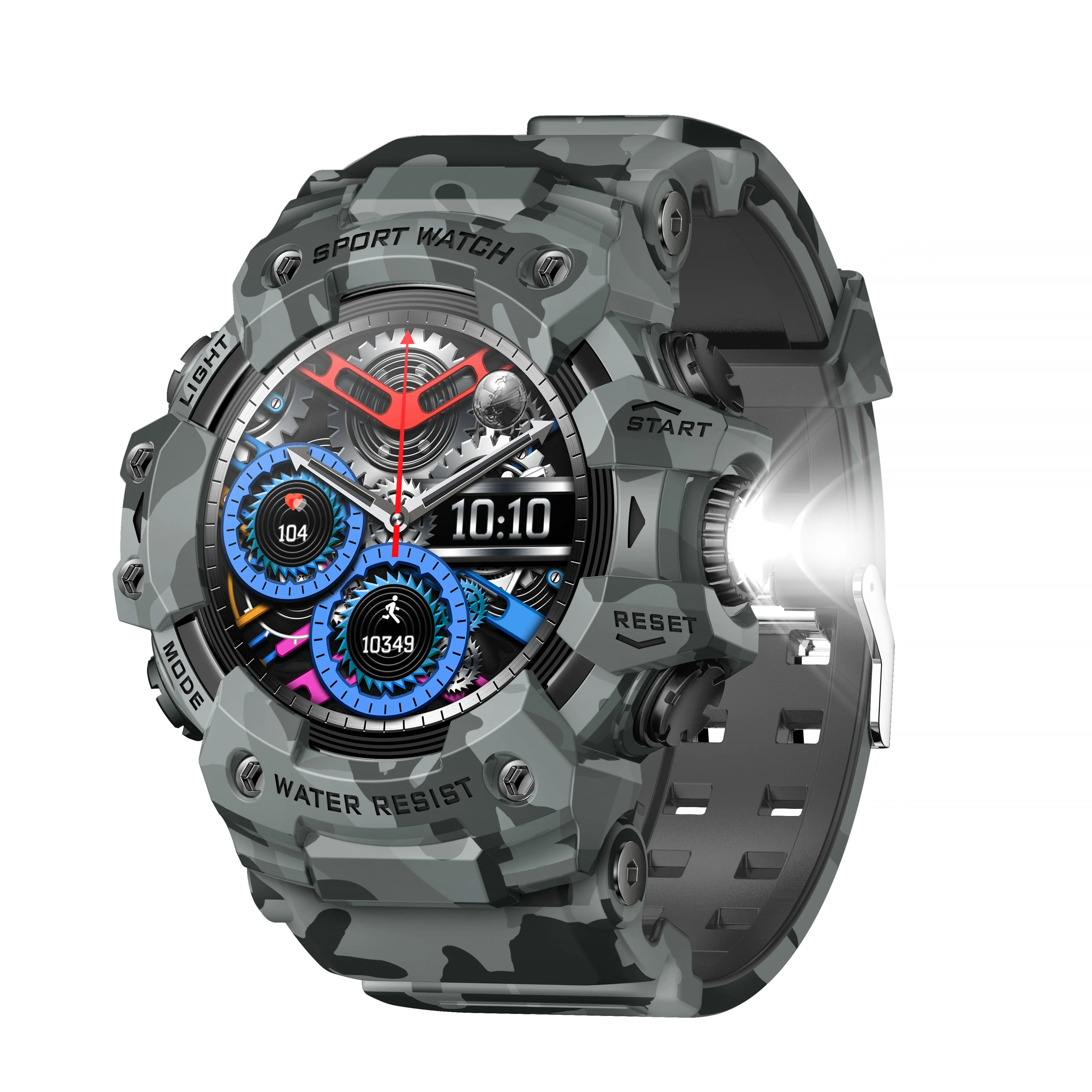 TLCRETE 2025 الرياضة موضة ضوء فلاش ساعة ذكية LC21 Reloj Inteligente جهاز تعقب للياقة البدنية 1.32 بوصة BT دعوة ساعة ذكية