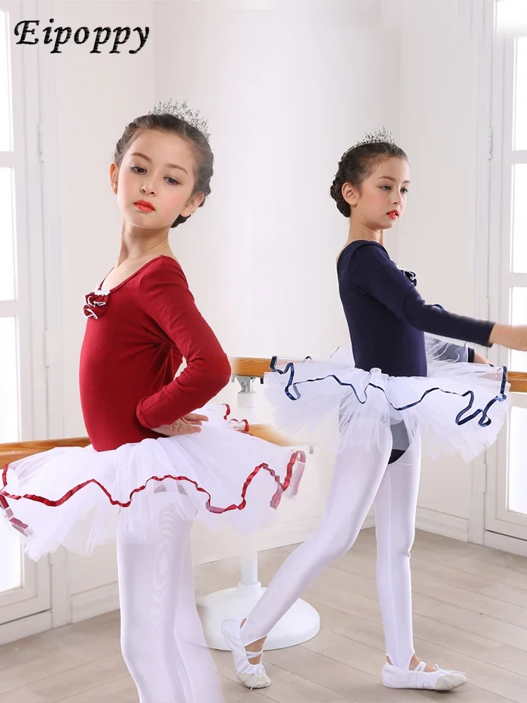 

Children's Dance Clothing Practice Clothes Girls' Long-Sleeved Ballet Gauze Skirt Children's Autumn Chinese Dance Costume