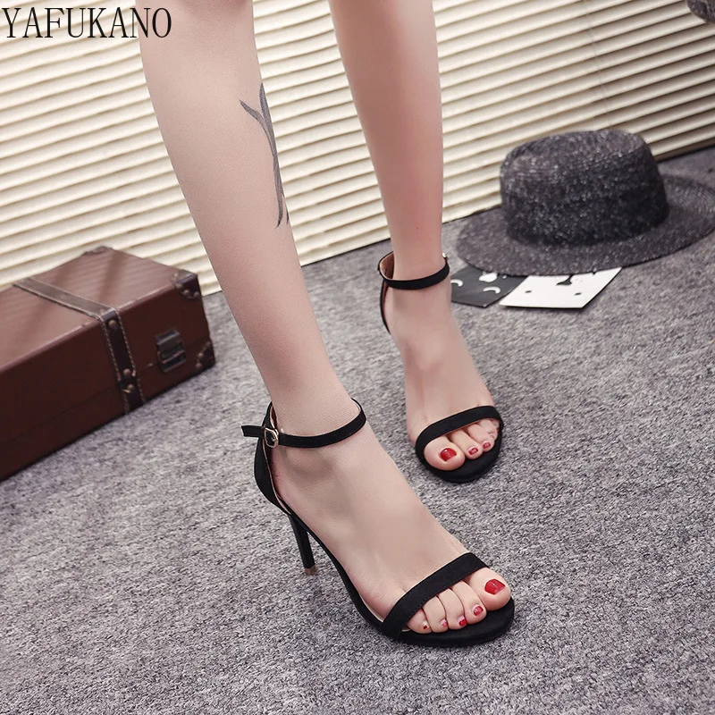 Open Toe Red High Heel Sandals Apricot Black Heeled Wedding Shoes Strappy Evening Dress Heels Ladies Summer Shoes