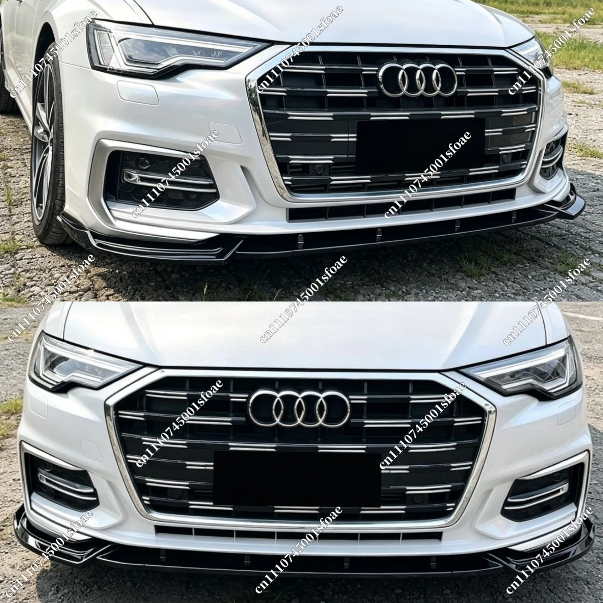 3PCS Front Bumper For Audi S6 A6 C8 S-line 2018-2025 Car Spoiler Lip Splitter Diffuser Black Canards Bodykit Modification Tuning