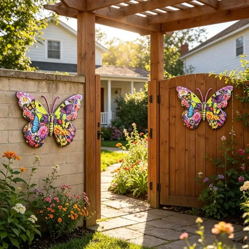 E8BD 3PCS Artistic Steel Butterfly Artwork For Walls Indoor Outdoor Hanging Display
