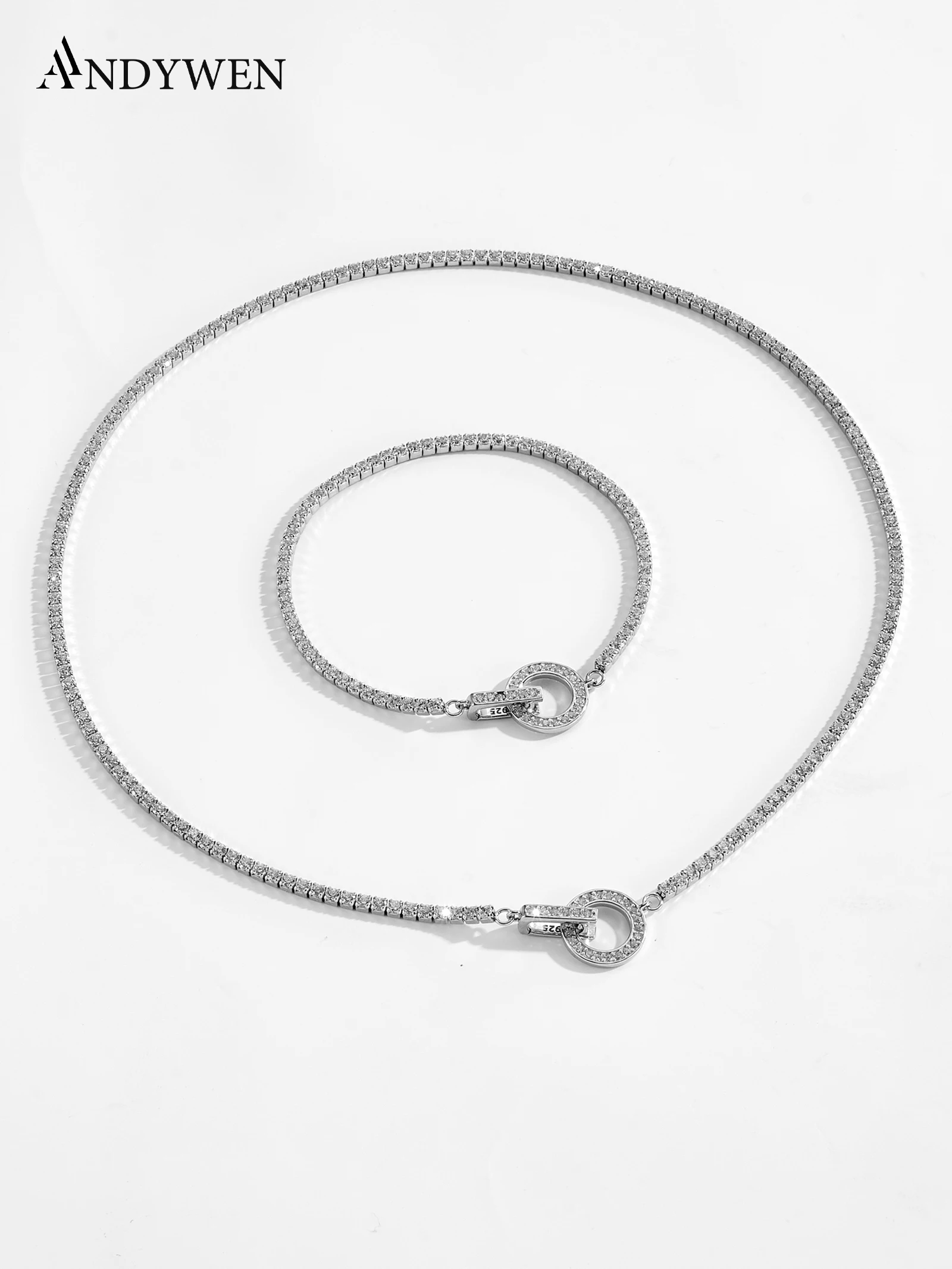 

ANDYWEN 925 Серебряная многослойная цепочка со звездами, сверкающие небесные подвески CZ, женские украшения для девочек, штабелируемый подарок с коробкой