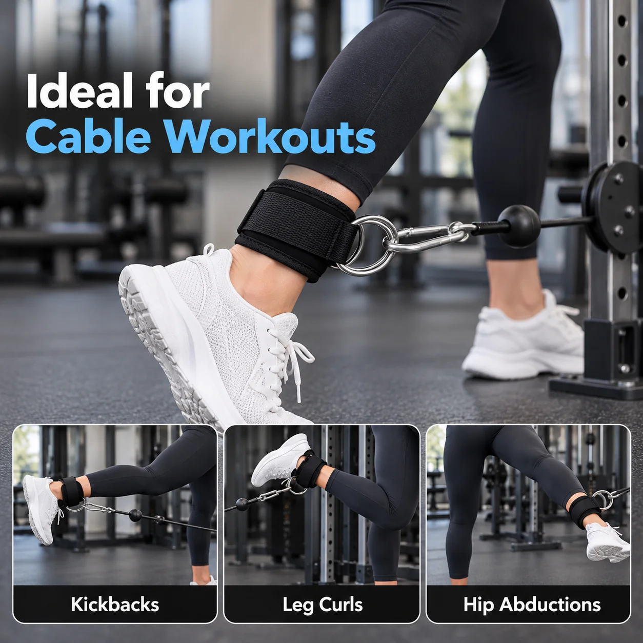 1Pcs Fitness Ankle Straps Adjustable D-Ring Cuffs Gym Leg Hip Workout Pulley Buckle Sports Support for Leg Strength Training
