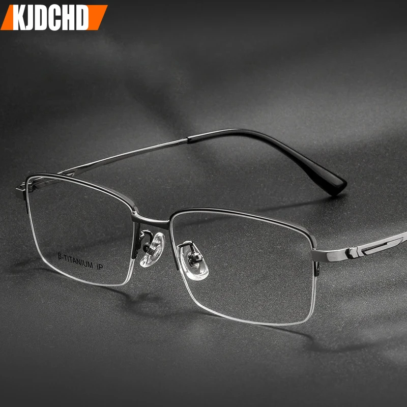 

KJDCHD Fashion Luxury Eyeglasses Vintage Comfortable Titanium Half Frames Eyewear Optical Prescription Glasses Frame Men