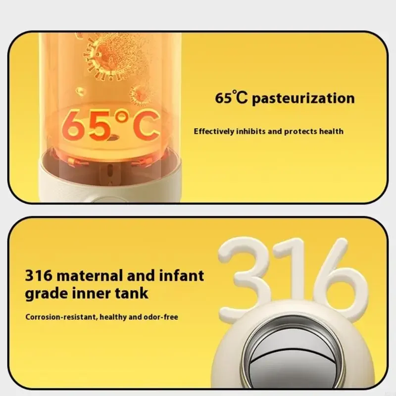 Aquecedor elétrico leite para bebês, portátil, aço inoxidável, tela led interna, monitoramento temperatura real,