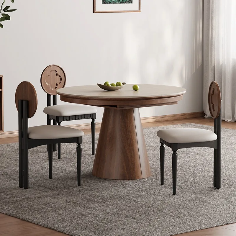 New travertine sintered stone multifunctional dining table, invisible foldable dining table, extendable long table for small