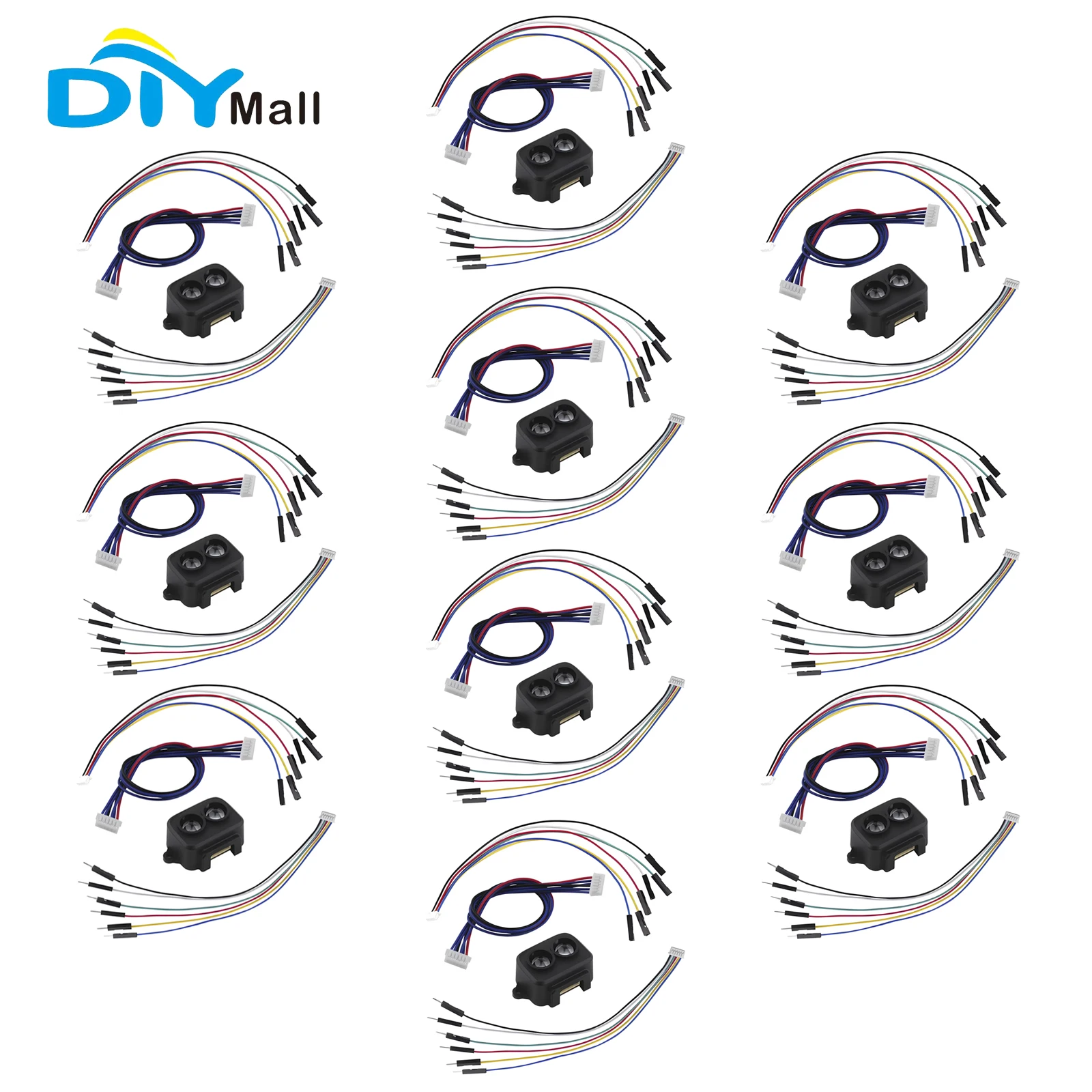 Lidar-tf-lunaシングルポイントマイクロレンジングセンサーモジュール、5v、オスケーブルとメスケーブルを備えたuart iicインターフェース、10個