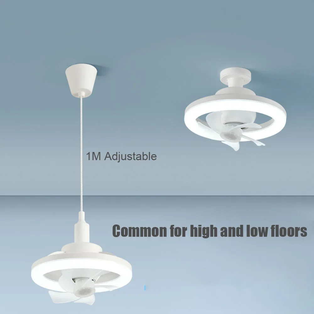 60W E27 Ceiling Fan With Led Light And Remote Control 360 ° Rotation Retractable Silent Ceiling Fan Lamp For Room Home Decor