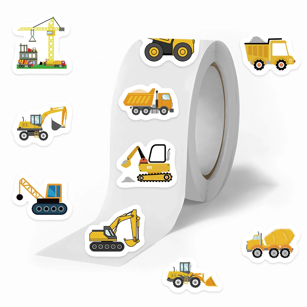 500pcs Engineering Vehicle Roll Stickers Decals For Laptop Scrapbook Skateboard Suitcase DIY Aesthetic Waterproof Stickers