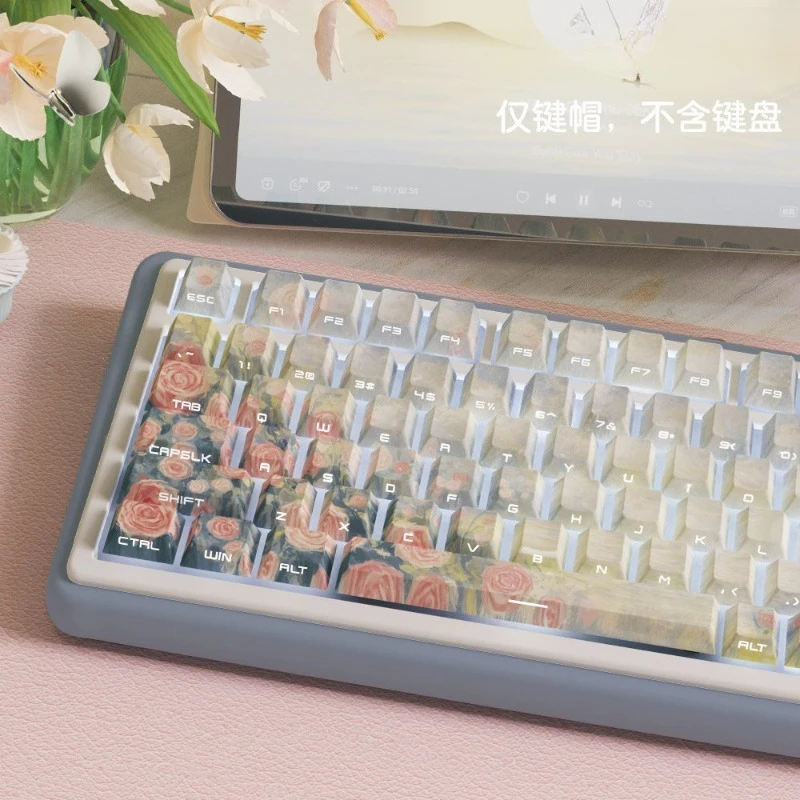 

Набор кастомных PBT-кейкапов с тематикой Sunset Song, профиль Cherry, сублимационная печать, оригинальные кейкапы для механических клавиатур, аксессуары для клавиатур