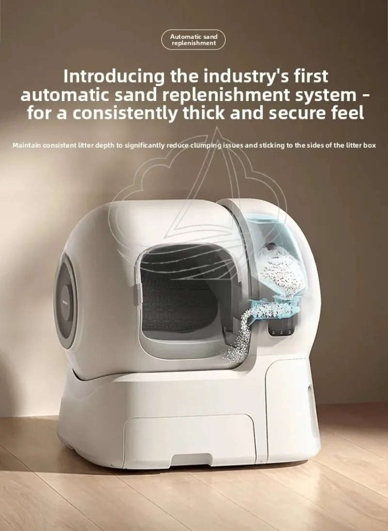 

106L Large Intelligent Cat Toilet Fully Automatic Cat Litter Box Electric Sand Refill 110V US UK Plug