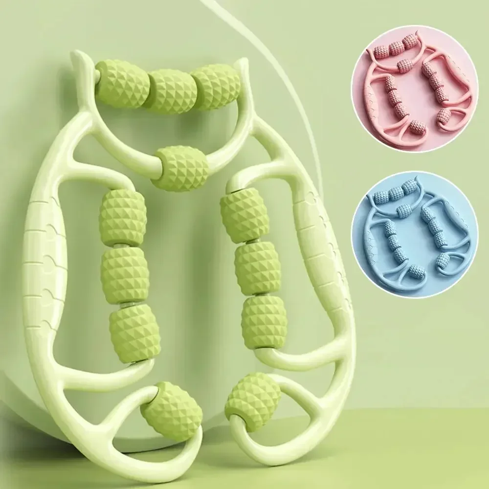 Massageador de emagrecimento de pernas Rolo circular de 12 rodas para relaxamento muscular da panturrilha da coxa, alongamento e alívio da dor