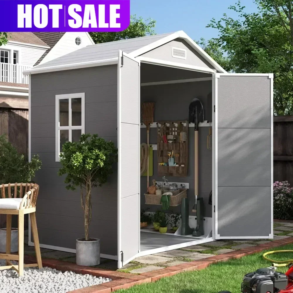 

Флеш-распродажа! Горячие предложения! Уличный садовый сарай из полимерной смолы 6x4.5 футов, пластиковый сарай для хранения велосипедов, мусорных баков, инструментов.