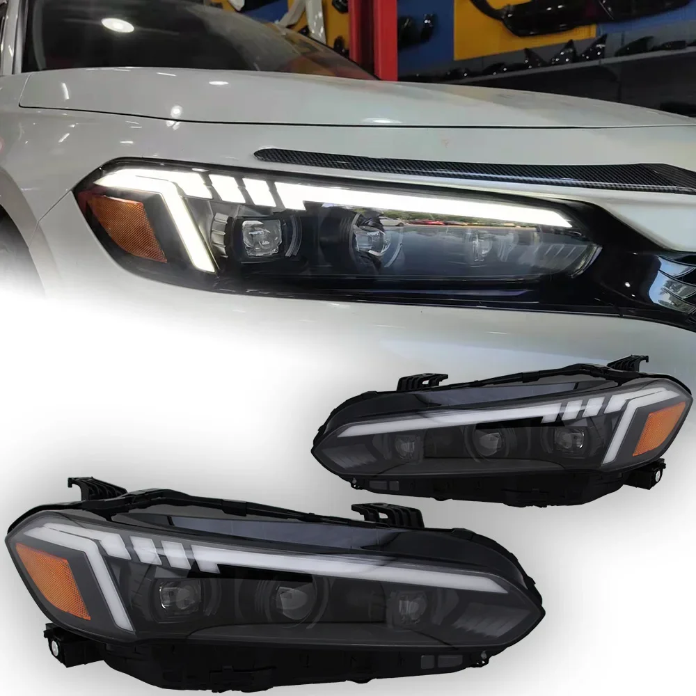 

A Pair Car Lights for Honda Civic 11th Headlight Projector Lens 2022 Dynamic Signal Head Lamp LED Headlights Drl