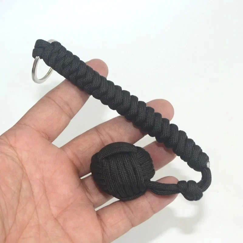 Outdoor Security Protection Black Monkey Fist Steel Ball Bearing Self Defense Lanyard Survival Key Chain  Colors Dropshipping