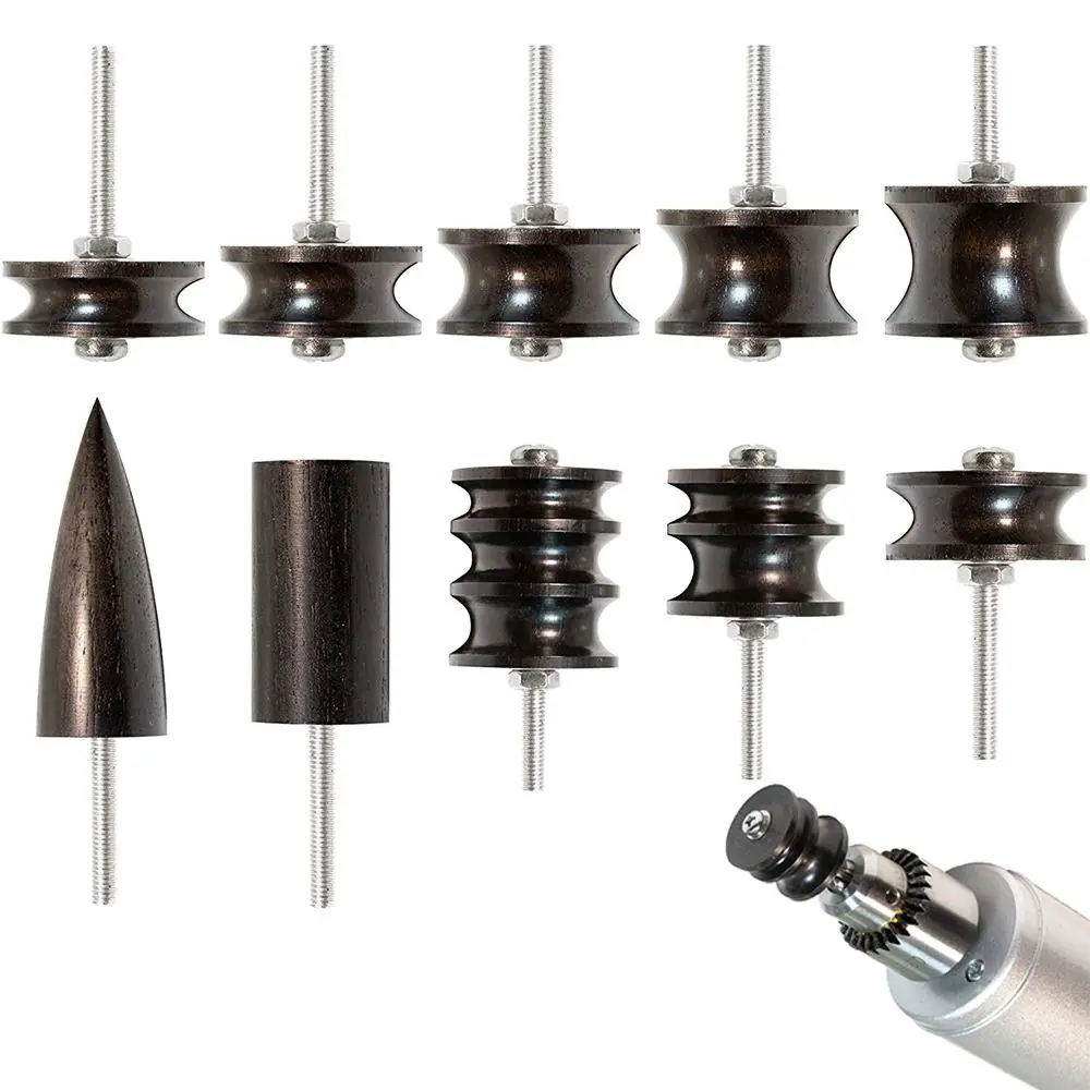 Flat/Pointed Head Leather Burnisher Polished Rods DIY Tools Ebony Wood Leather Burnisher Head Handicraft Black