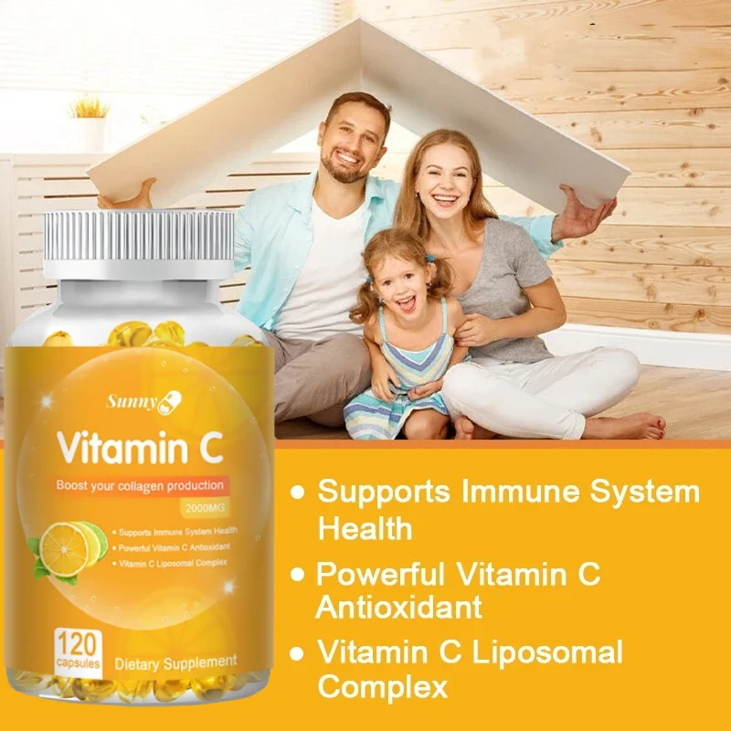 Cápsulas de Vitamina C para Pele Cabelos e Unhas, Suplemento nutricional, Antioxidantes, Promove Ginseng, Vitamina C, 2000 mg