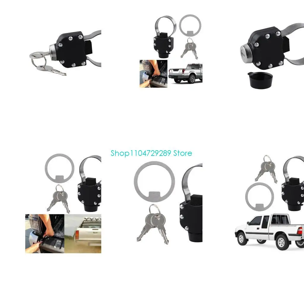 D8KE Pickup Truck Tailgate Lock Set, Keyed Stainless Steel Hinge Cover with No-Drill Installation for Daily Parking, Loading