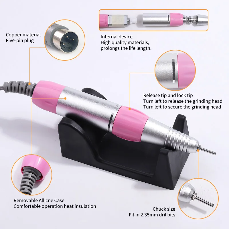 35000rpm Professional Nail Drill Machine Mill for Manicure Nails Lathe Gel Drills Polisher Milling Cutter Electric File Sander