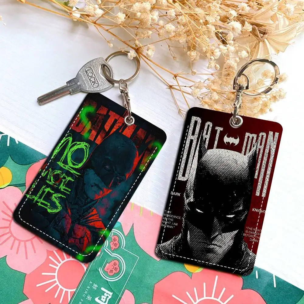Tarjetero de PU estilo clásico de Batman con llavero - Protección ejecutiva para tarjetas bancarias, tarjetas de metro y autobús