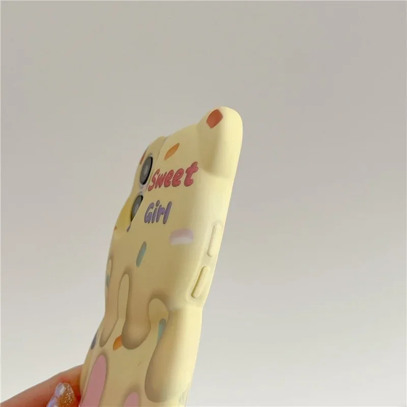 Cartoon Eisbär Handy für iPhone 11 12 13 14 15Promax gelb Spleißen Persönlichkeit weiche Silikons chale