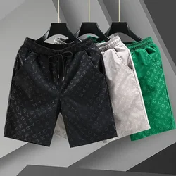 2024 men's shorts, summer half length pairing with casual sports ice silk quick drying shorts