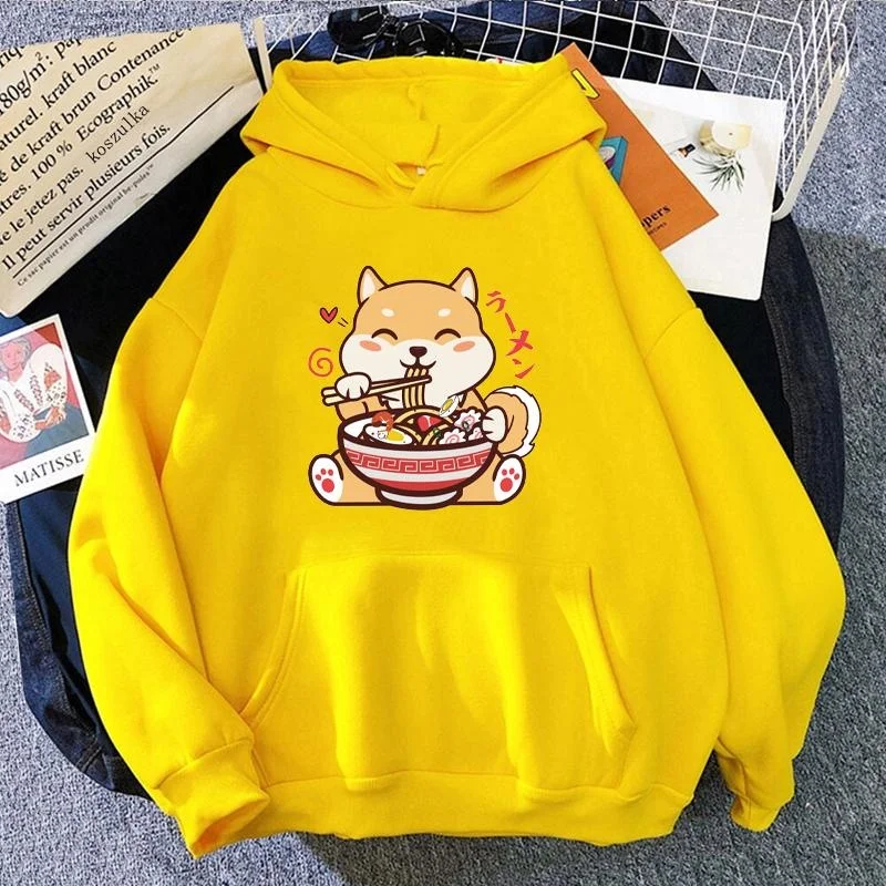 New Cute Shiba Inu Ramen Printed Pullover Fashion Women Men Hoodies Long Sleeve Casual Hooded Sweatshirt