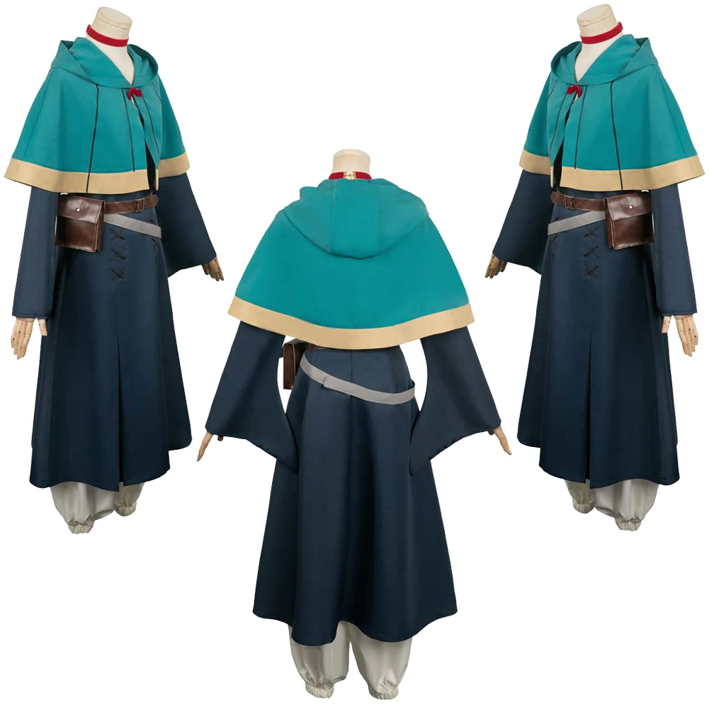 Anime Dungeon Meshi Cosplay Costume Marsilla Cosplay Fantasy Headwear Outfit Fanny Pack Clothes Women Halloween Roleplay Suit