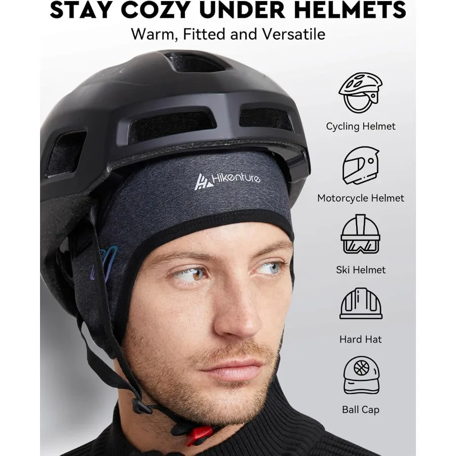 Skull Cap Helmet Liner with Glasses Holes Winter Thermal Cycling Cap for Men and Women Cycling Hat Beanie