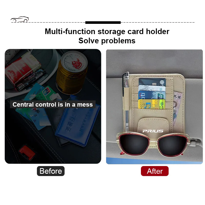 Car Sun Visor Organizer Multi-Pocket Card Glasses Storage Holder for Prius car accessories interior gadget organizer