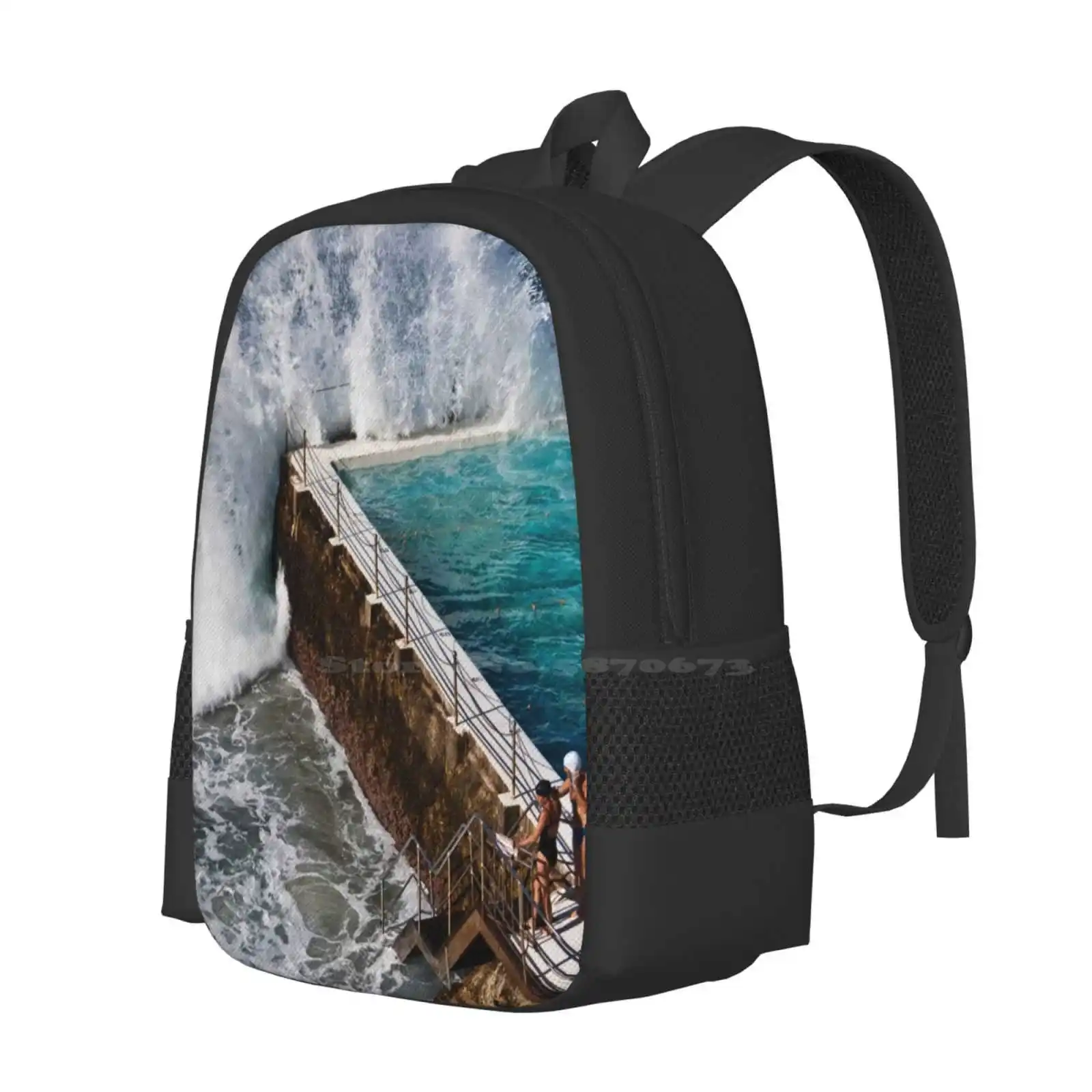 Bondi Beach Splash Hot Sale Backpack Fashion Bags Adriana Glackin Australia Blue Bondi Beach People Pool Splash Nsw Waves