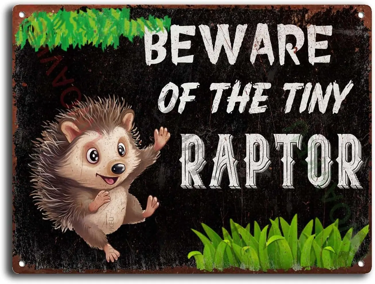 Aluminum Vintage Tin Sign Hedgehog Beware Of The Tiny Raptor For Wall Decor Man Cave Bar Rustic 12.00