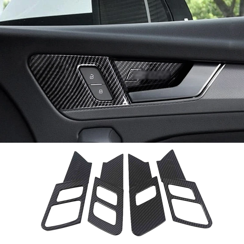 For Audi Q5 FY 2018 2019 2020 2021 Car Styling Interior Door Window Handle Panel Strips Cover Trim Carbon Fiber ABS