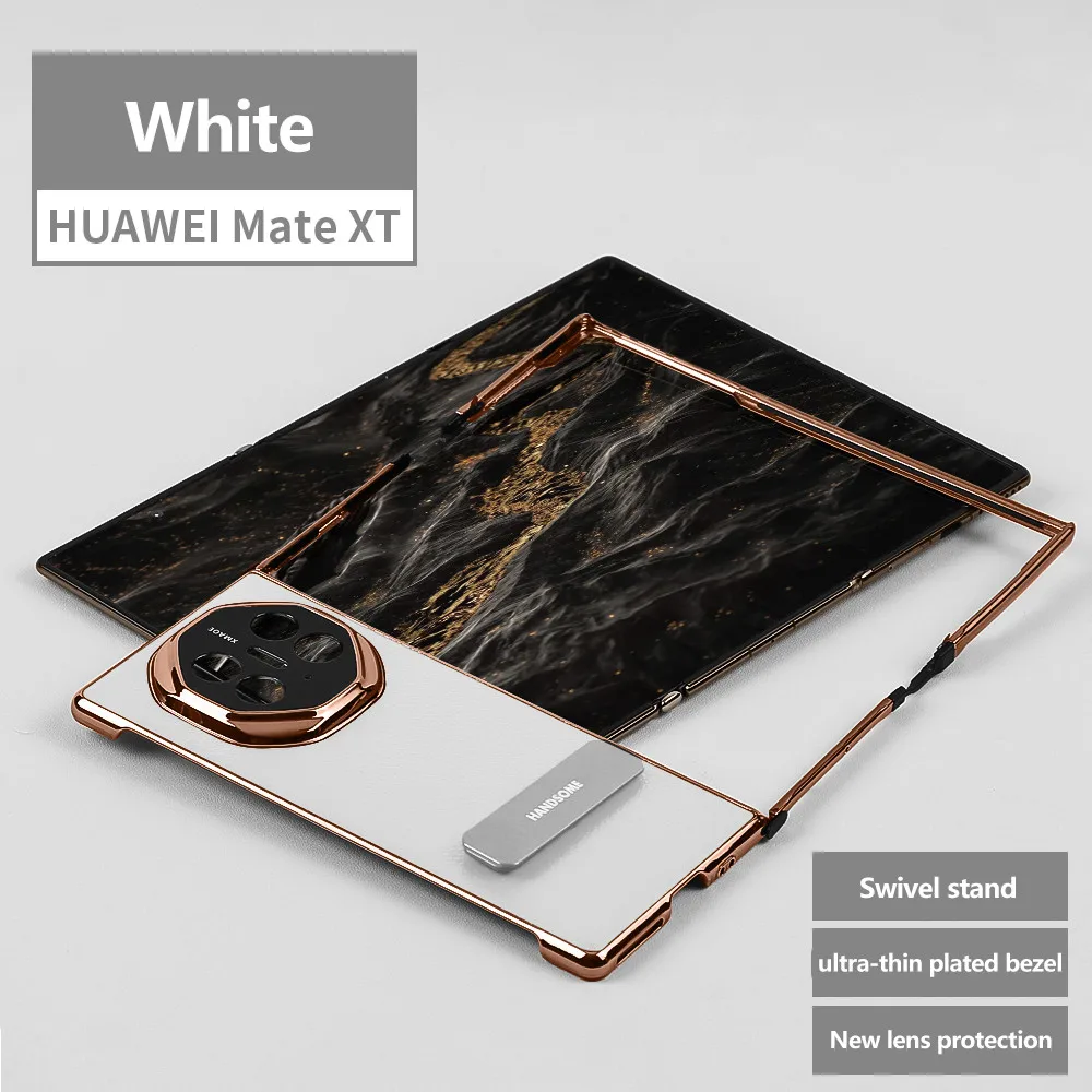 

Leather Shockproof Hard Mobile Phone Case For Huawei Mate XT Ultimate 360 Rotating Stand Full Protection Anti-fall Cover